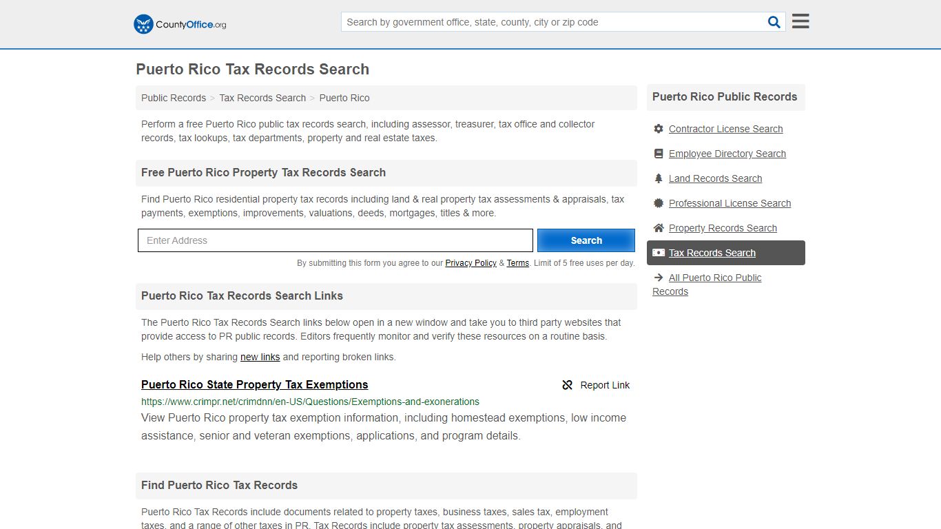 Tax Records Search - Puerto Rico (Business, Employment ...